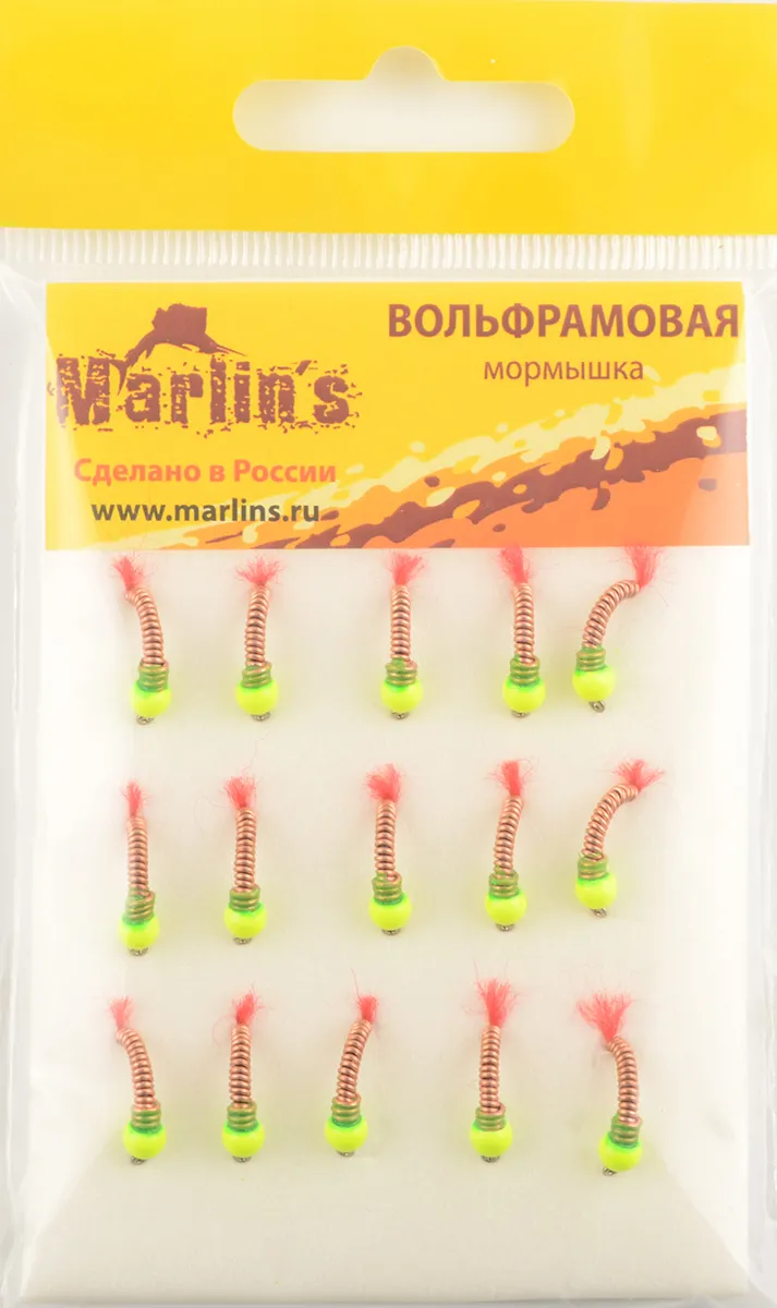 Мормышка вольфрам. Marlins Лесотка 3,5мм 0,45гр. кр.14 цв. Ye