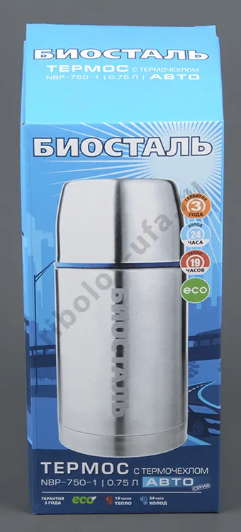 Термос Biostal-Авто узк.горло прям.кр., с термочехлом 0.75 л (NBP-750-1)