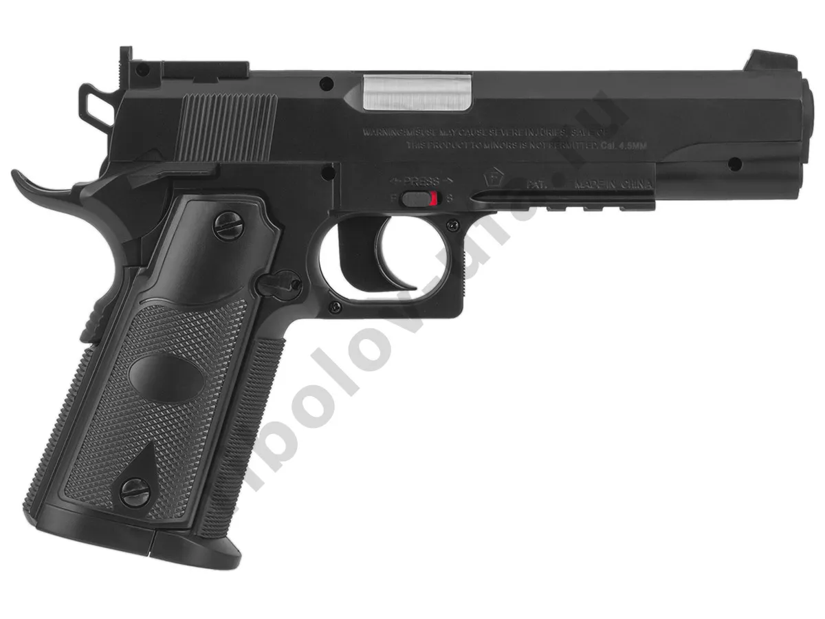 Пистолет пневм. Stalker S1911T, кал 4,5мм. 12г СО2, пластик, 120 м/с (Colt 1911)