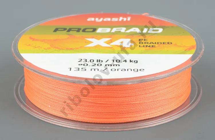 Шнур плетёный Ayashi Pro Braid-X4 (orange) 0,20 мм, 135 м