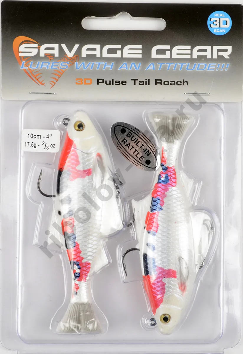 Силиконовая приманка Savage Gear 3D Pulse Tail Roach 10см 17.5 гр koi  (тонущая) 63722