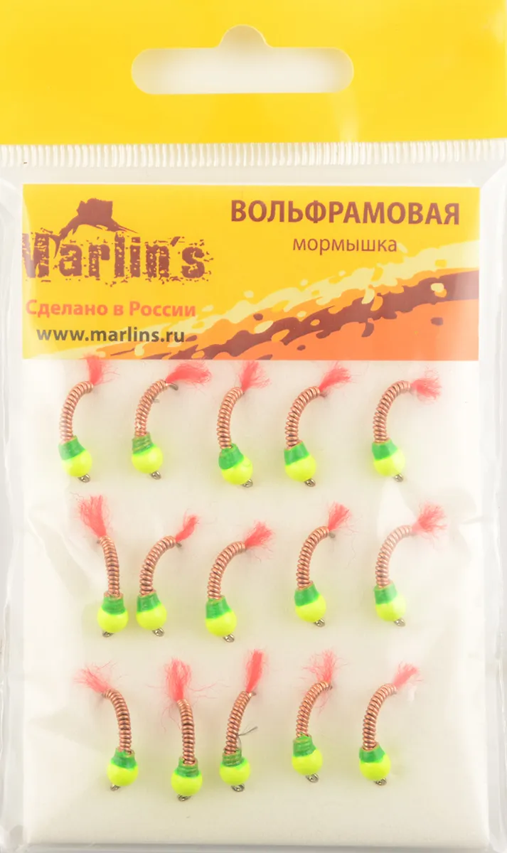 Мормышка вольфрам. Marlins Лесотка 4,0мм 0,65гр. кр.12 цв. Ye