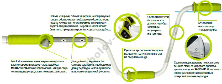 Ледобур Mora Nova System диам. 130 мм с удлиненным шнеком