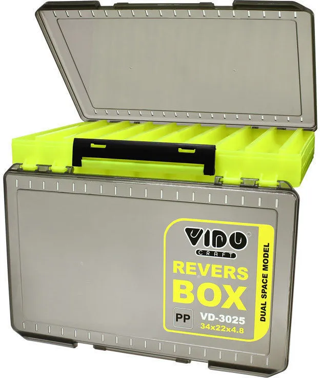 Коробка Vido для приманок VD-3025 Revers Box, размер 34х22x4.8 см желтая