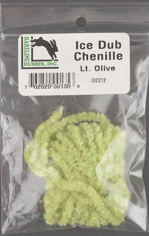 Синель Hareline блестящая Ice Dub Chenille #212 Light Olive Idc212