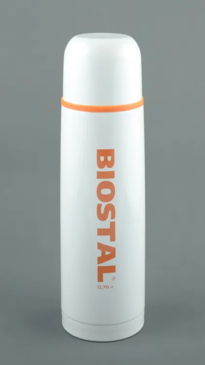 Термос Biostal узкое горло с кноп. цветной белый 0,75л. (NB-750 C-W)