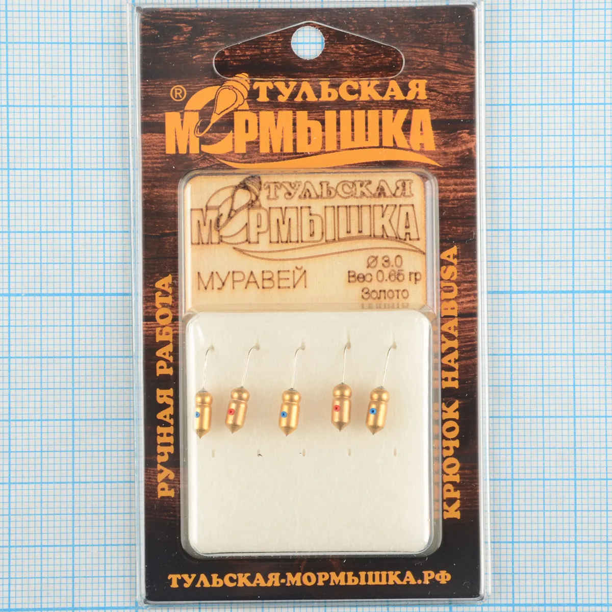 Мормышка вольфрам.Тульская Муравей с кембриком 3,0мм золото