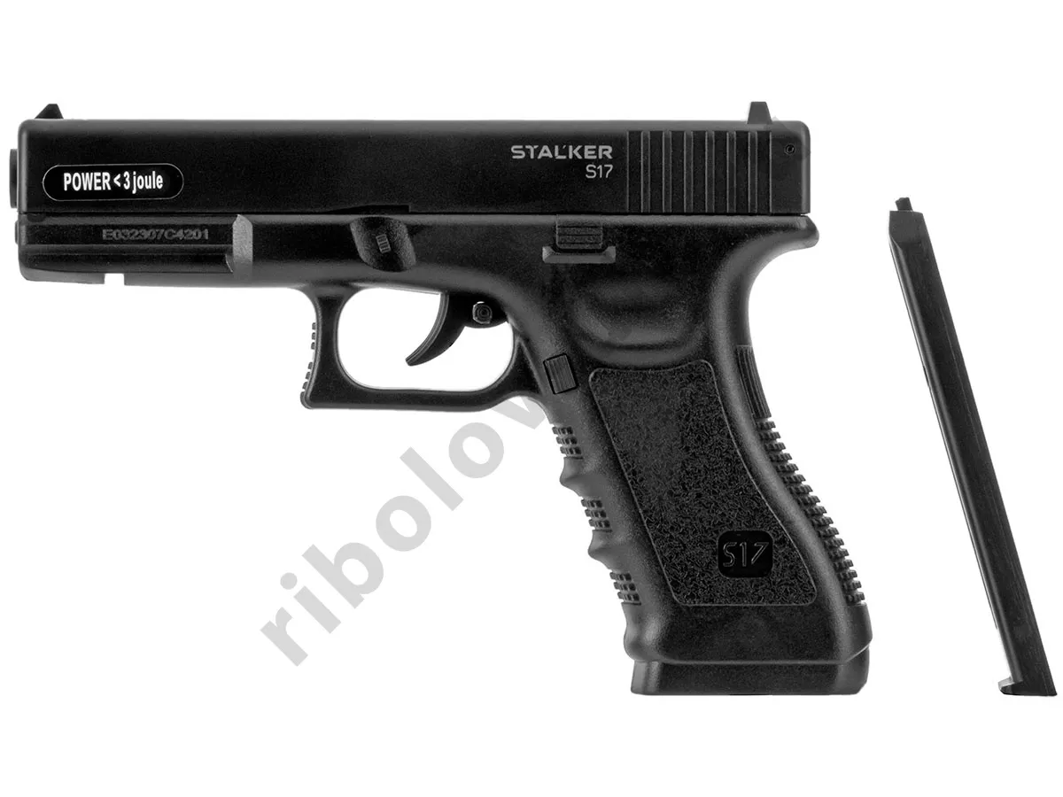 Пистолет пневм. Stalker S17, кал 4,5мм. 12г СО2, пластик, 120 м/с (Glock17)