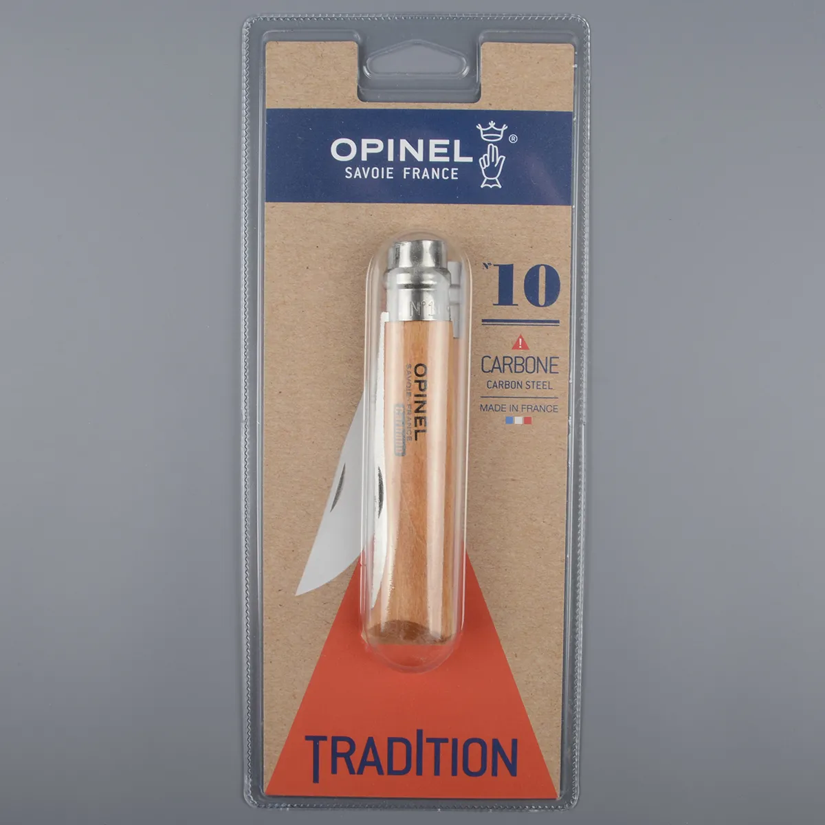 Нож Opinel 10 углеродистая сталь, carbon, бук (блистер)