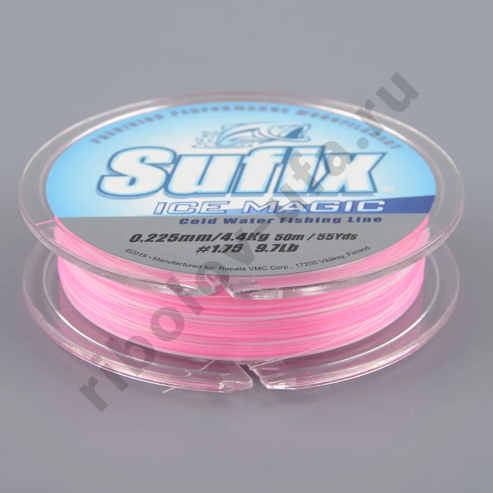 Леска Sufix Ice Magic 50м, 0,225мм 4,4кг, цв. бело-розовый