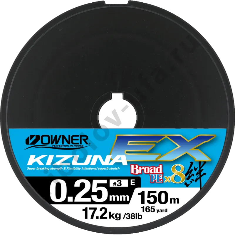 Шнур плетёный Owner Kizuna Broad PE X8 150m multicolor 0,25mm, 17,2kg