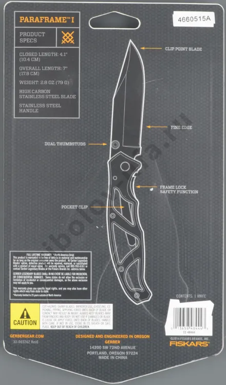 Нож Gerber Essentials Paraframe I, прямое лезвие, блистер 4660515A