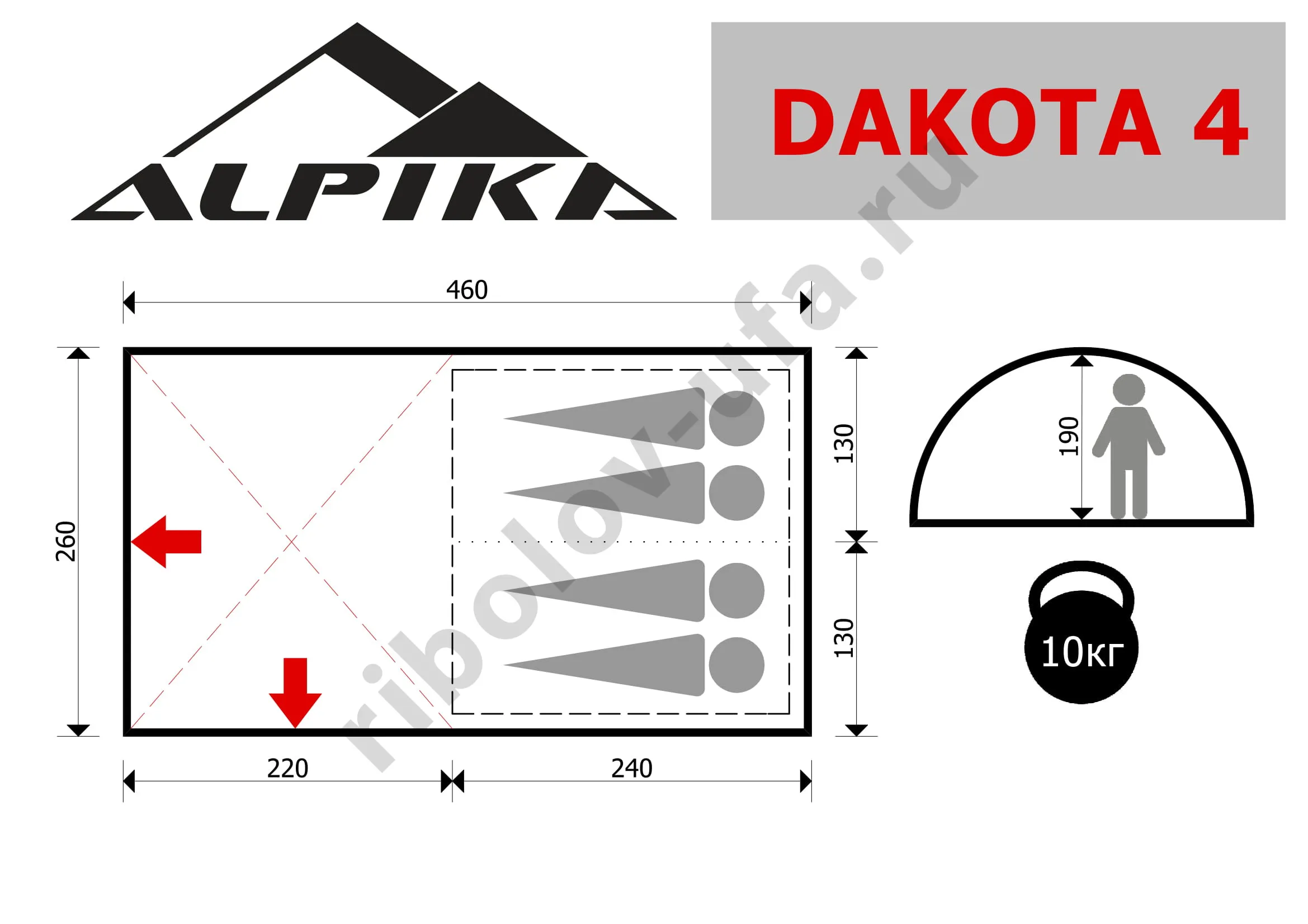 Палатка Alpika Dakota-4, 4-х местная