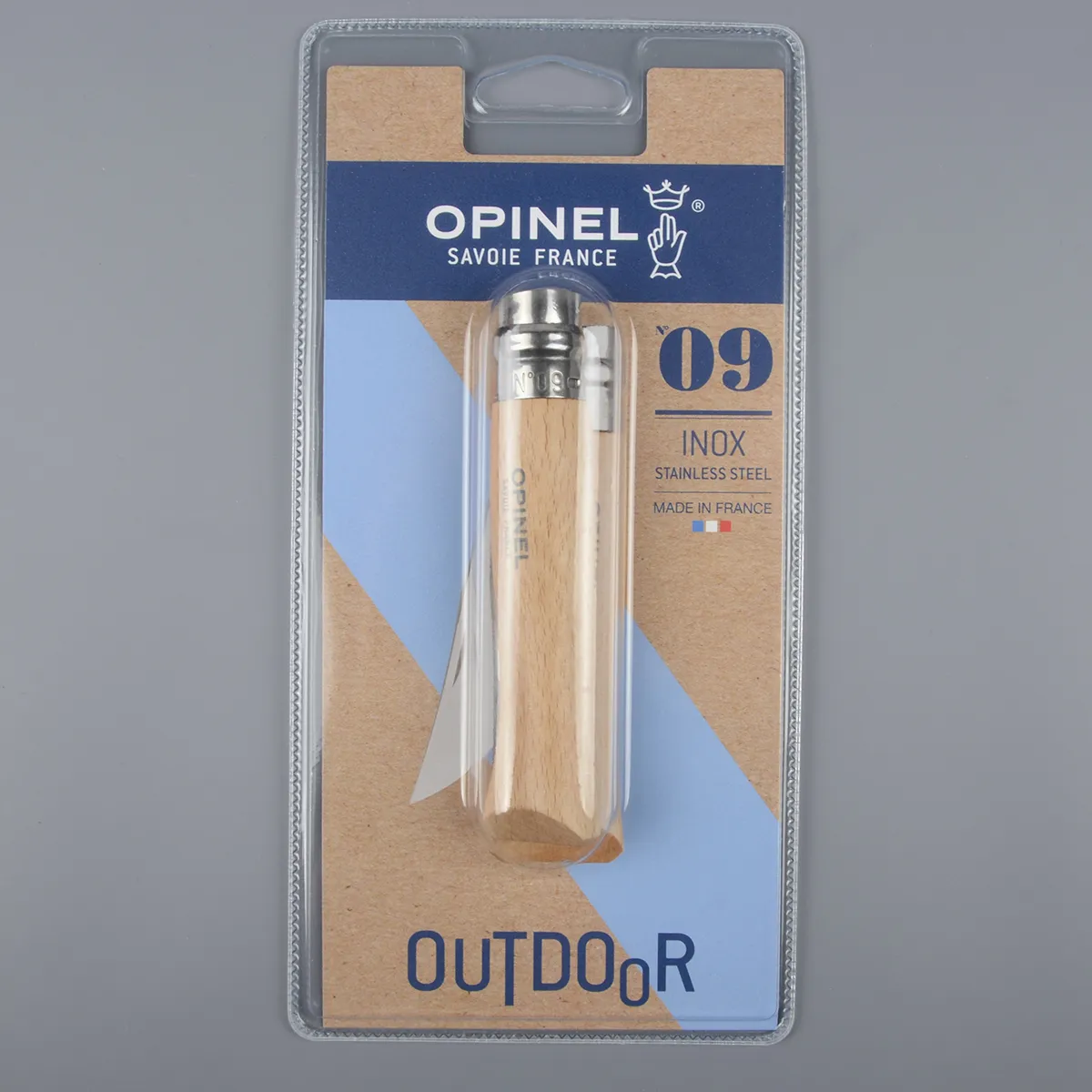 Нож Opinel 9 нержавеющая сталь, бук (блистер)