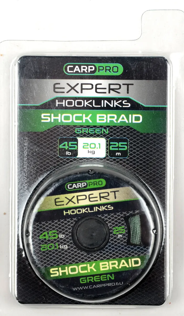 Шок-лидер Carp Pro Shock Braid зеленый 45lb 25м