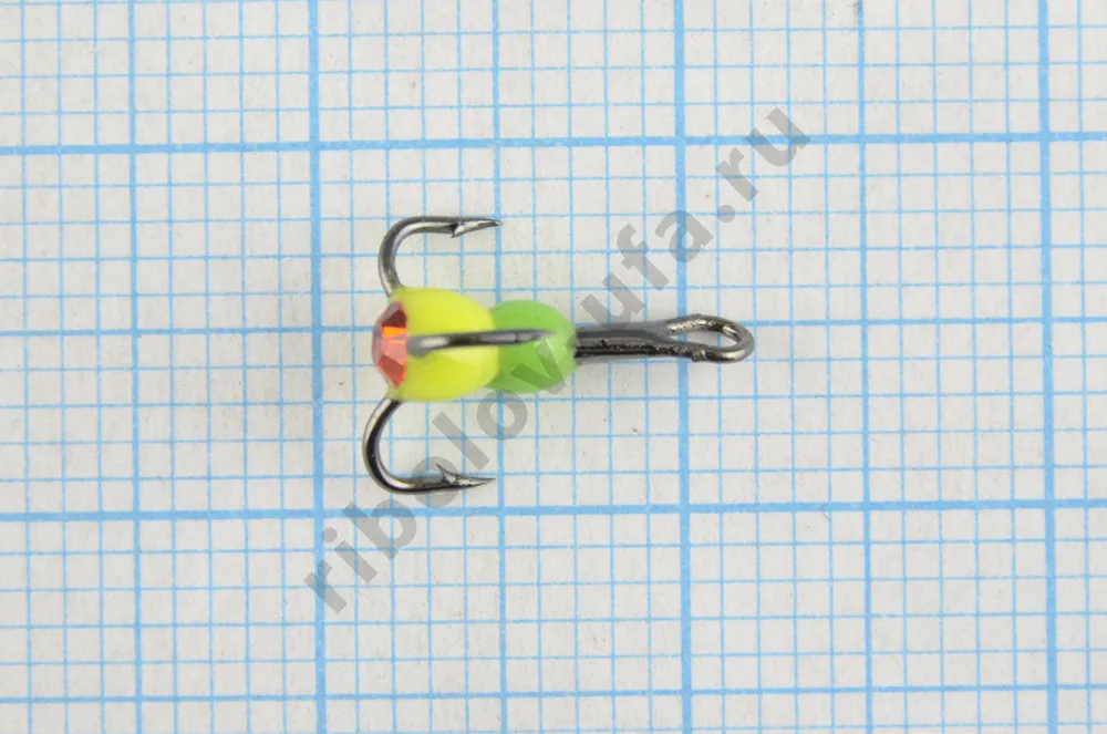 Тройник Dag Master Капля Светофор со стразой красный с кр.Mustad №16 UF