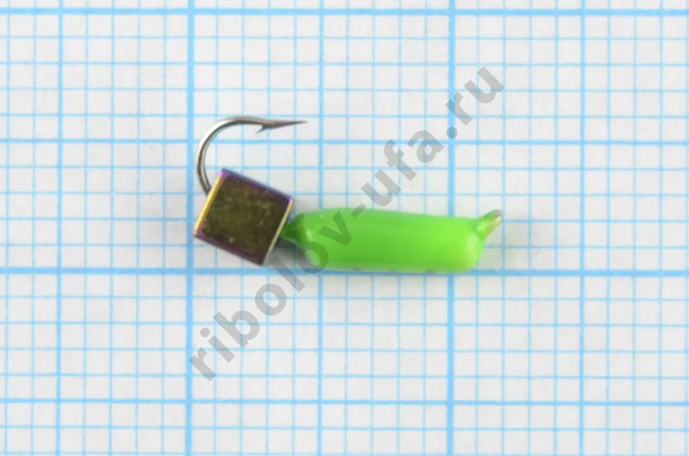 Мормышка Wormix точеная вольфрамовая Столбик d=2 с кубиком Хамелеон (зеленый) арт. 454