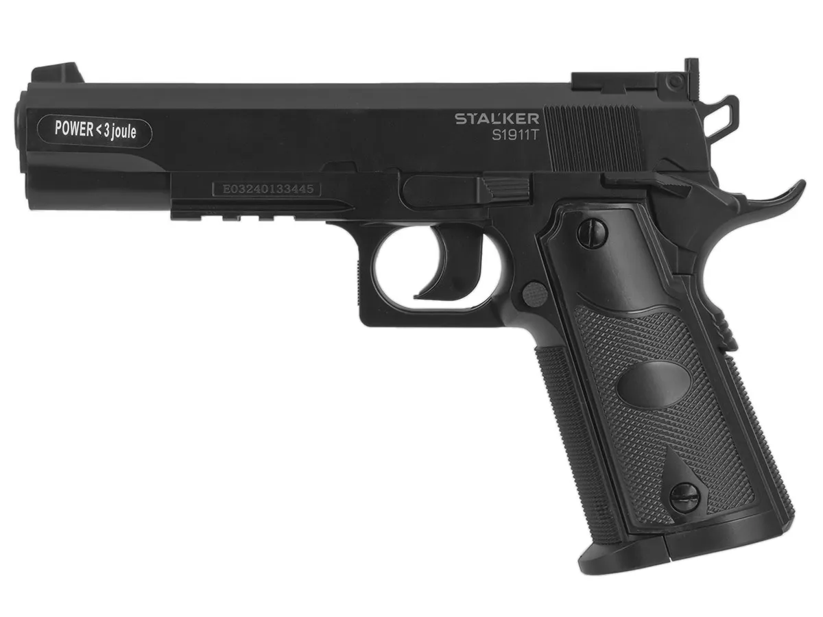 Пистолет пневм. Stalker S1911T, кал 4,5мм. 12г СО2, пластик, 120 м/с (Colt 1911)