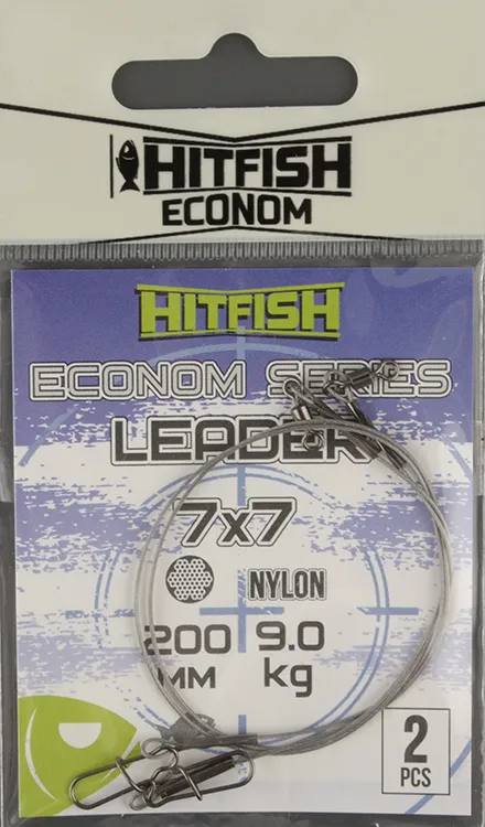 Набор поводков Hitfish Econom Leader 7x7 Nylon 200mm, 9.0 kg (2 шт/уп)