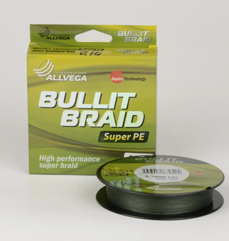 Шнур плетёный Allvega Bullid Braid 0,26мм  135м 18.6кг темно-зеленая