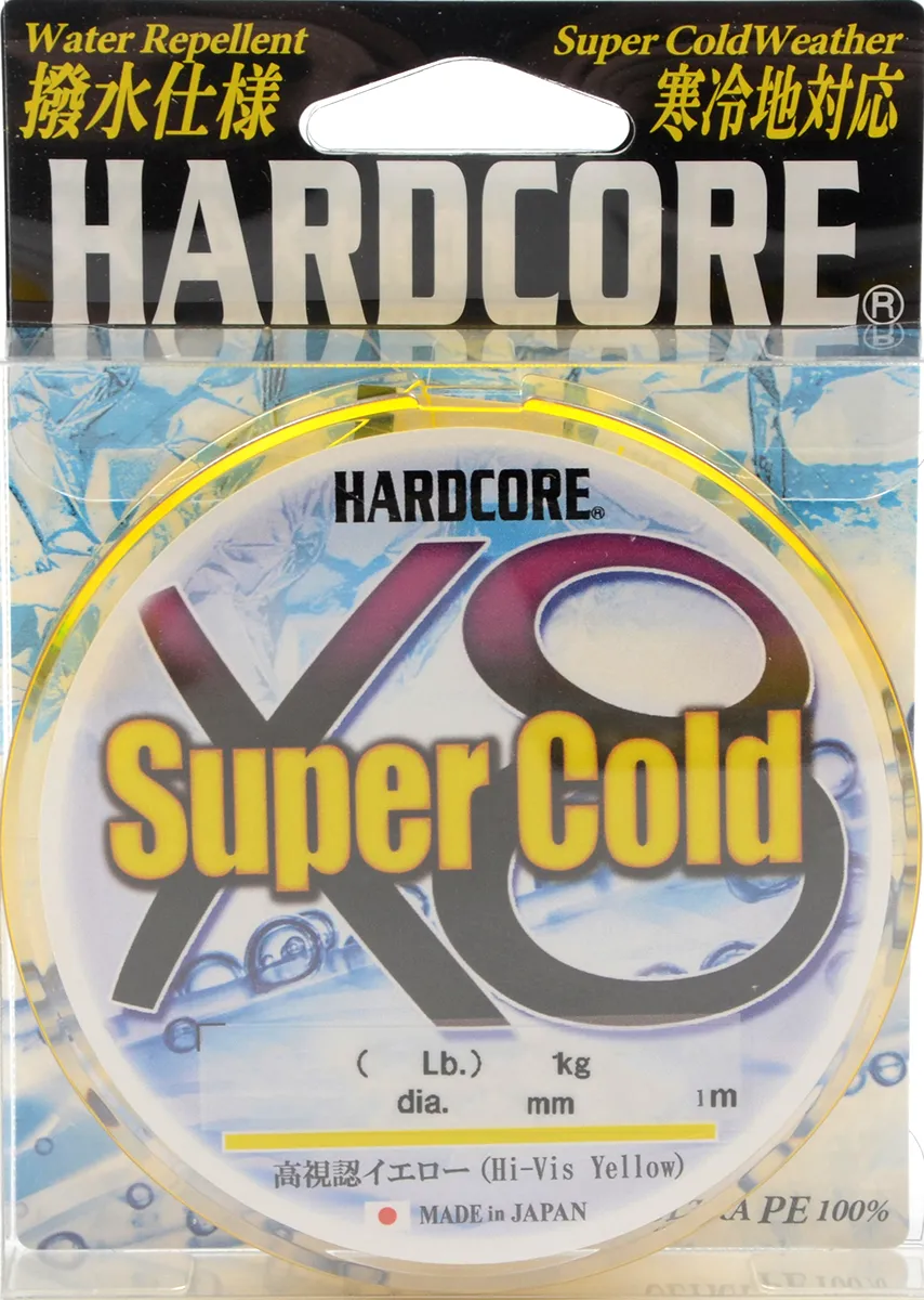 Шнур плетёный Duel Hardcore Super Cold X8 150m Hi-Vis Yellow #0,6 (0,13мм)