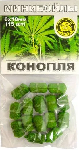 Минибойлы Три кита d.6х10мм Конопля на резинке (15шт/уп)