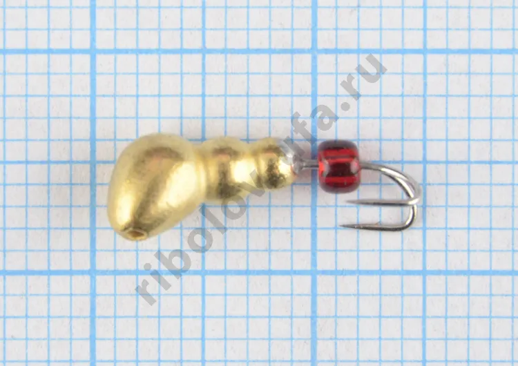 Мормышка вольфрам Bravo Fishing Муравей с отверст. коза 4.0 мм 1,30гр Gold с бисером