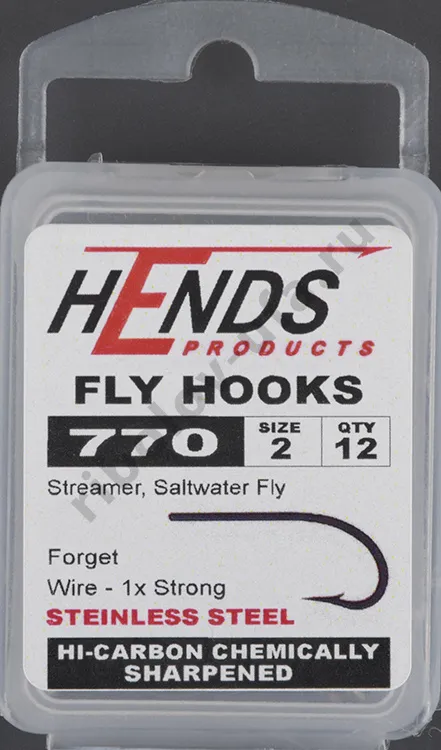 Крючки Hends 770 Salwater Fly, Streamer Steinless Steel #2 (12шт/уп)