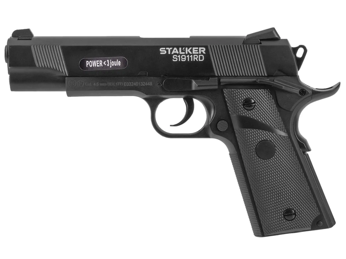 Пистолет пневм. Stalker S1911RD, кал 4,5мм. 12г СО2, металл-пластик, Blowback.120 м/с (Colt 1911)