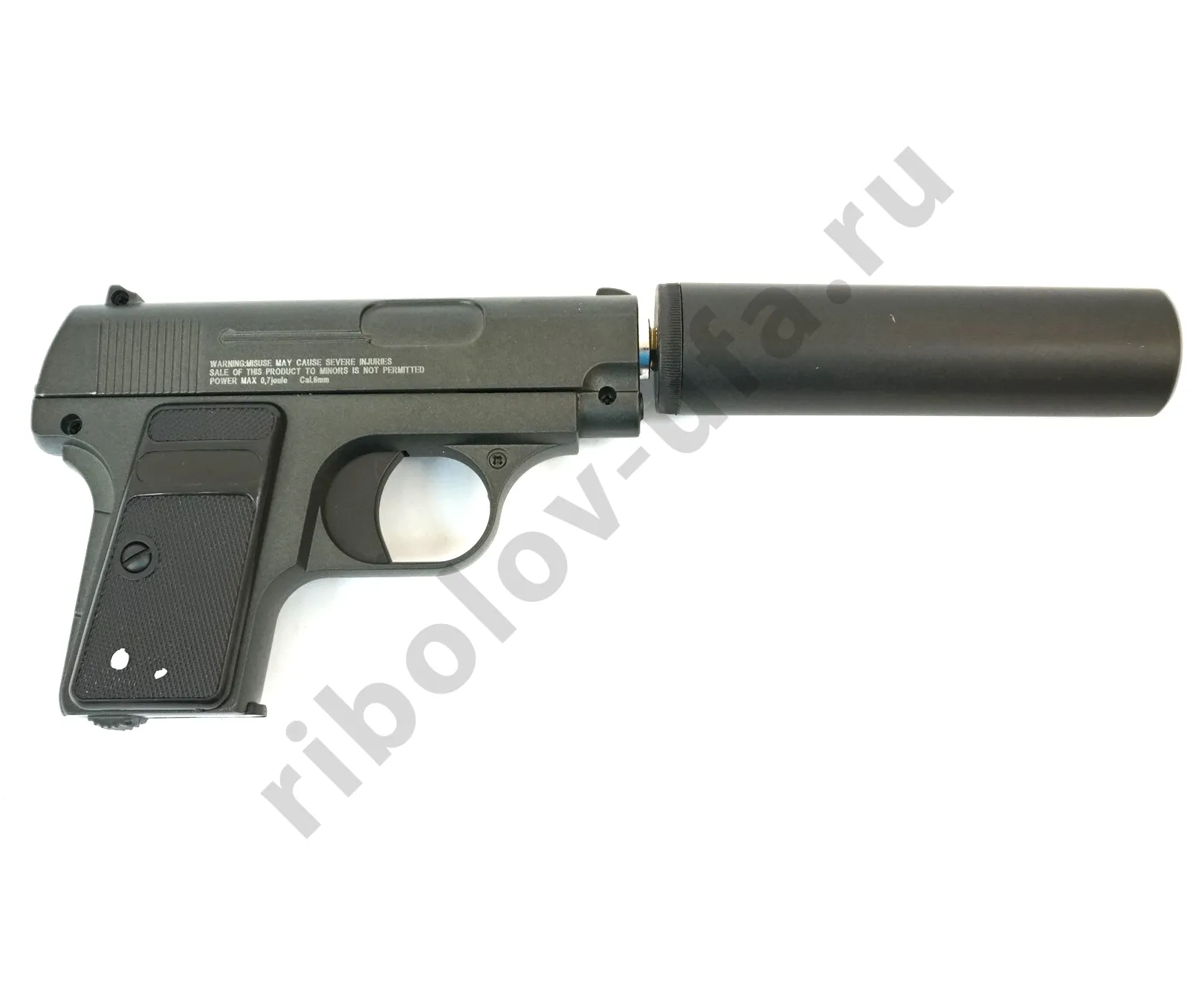 Пистолет пневм. Stalker SA25S Spring, кал 6мм, металл, + имитатор ПБС (Colt Model 1908)