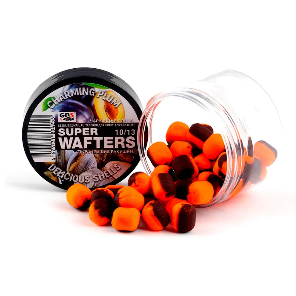 Вафтерсы (wafters) GBS нейтральной плавучести 10x13мм Чарующая Слива и Вкуснейшие Ракушки