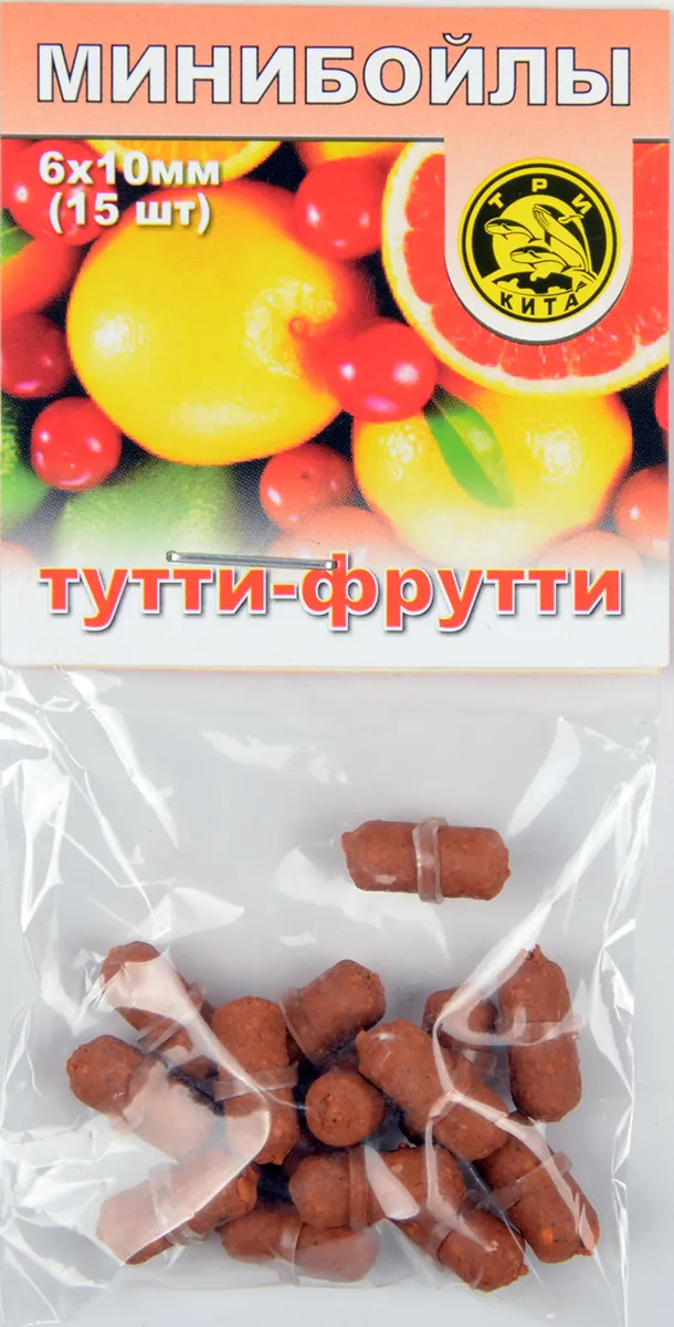 Минибойлы Три кита d.6х10мм Тутти-Фрутти на резинке (15шт/уп)