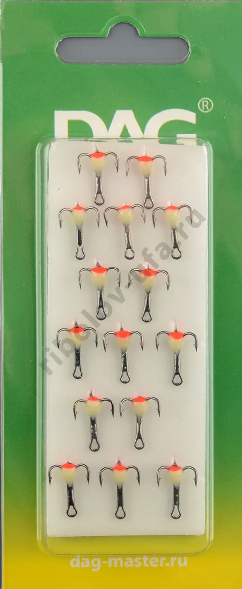 Тройник Dag Master Капля с глазком Белый с кр.Mustad №14 UF