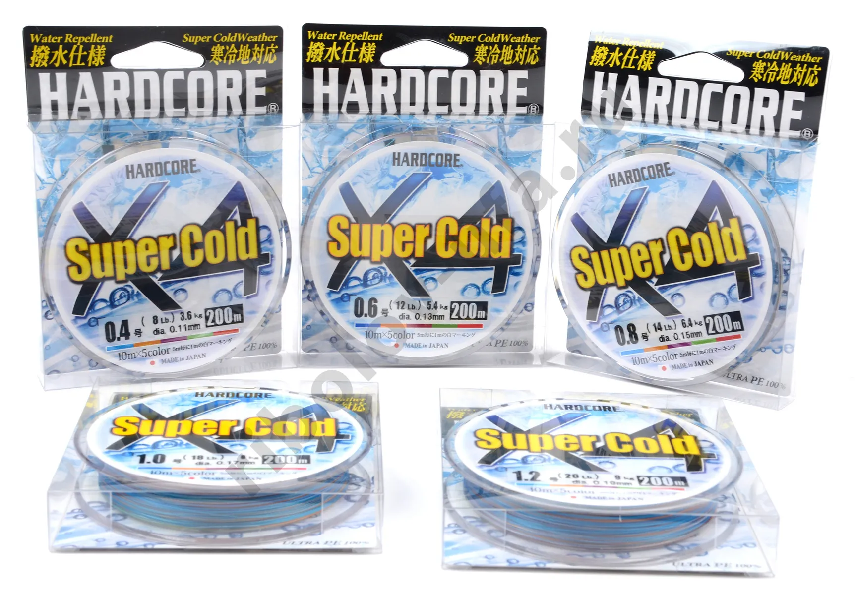 Шнур плетёный Duel PE Hardcore Super Cold X4 200м 5Color # 0,4 3,6кг 0.11мм