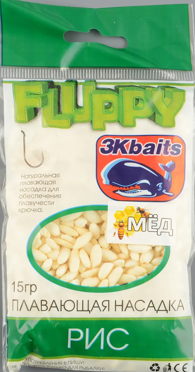 Плавающая насадка Рис "Fluppy" Мед, 15 гр. Три Кита