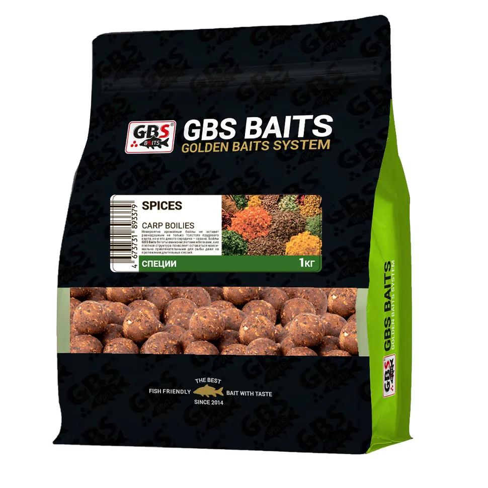 Бойлы GBS Baits Carp вареные прикормочные 20мм 1кг (пакет) Spices Спееции