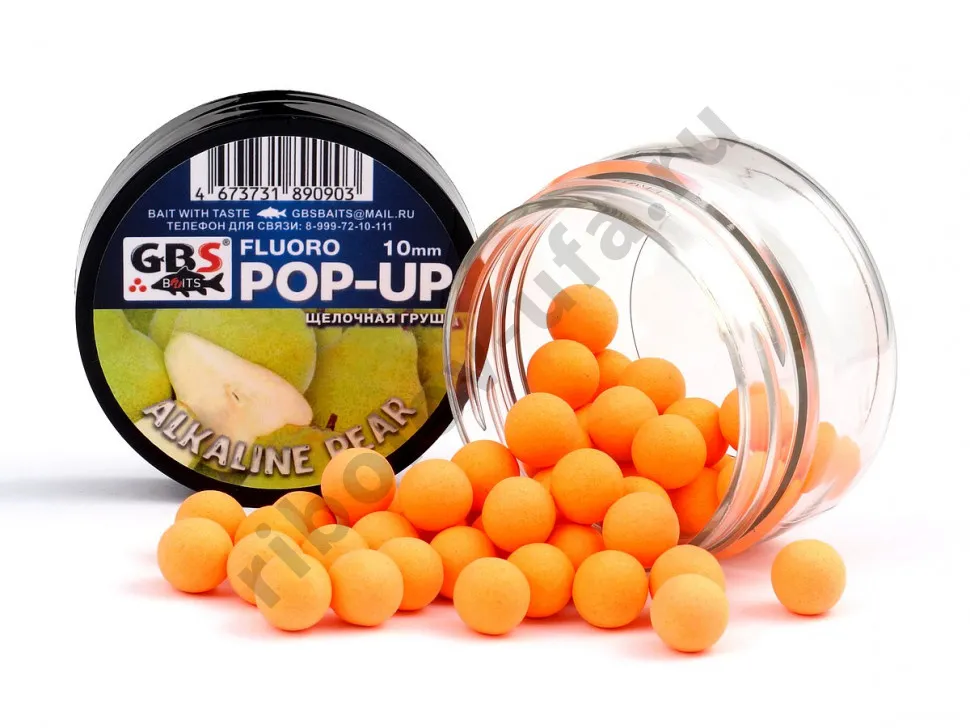 Бойлы GBS Baits Pop-up плавающие 10мм 55гр (банка) Alkaline Pear Щелочная груша