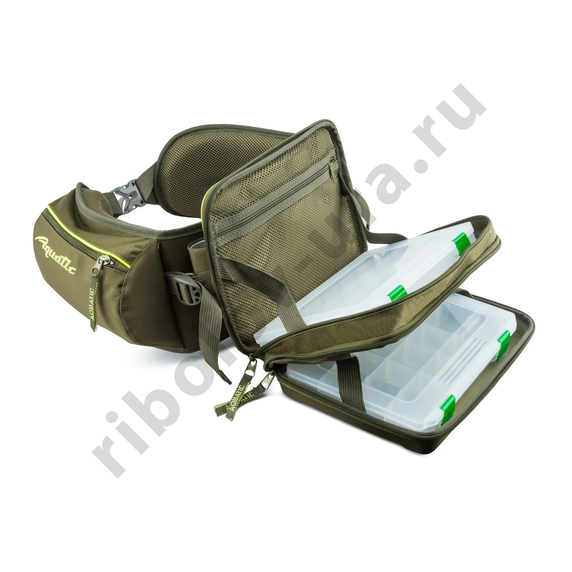 Пояс Aquatic разгрузочный ПР-04 с коробками fisherbox ПР-04 хаки