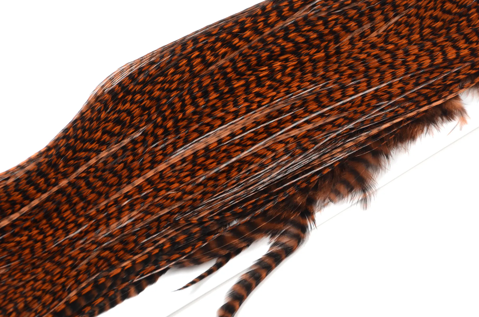 Половинка петушиного седло Whiting Silver Midge 1/2 Saddle Grizzly dyed Brown