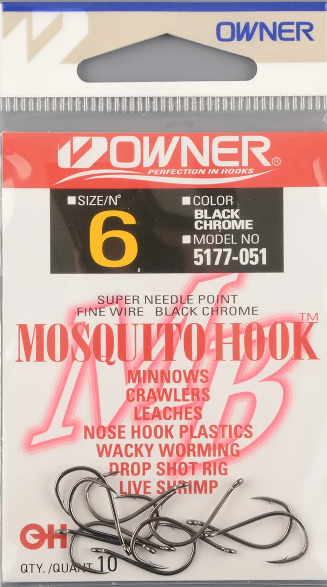 Одинарные крючки Owner Mosquito Hook BC №5177 №6