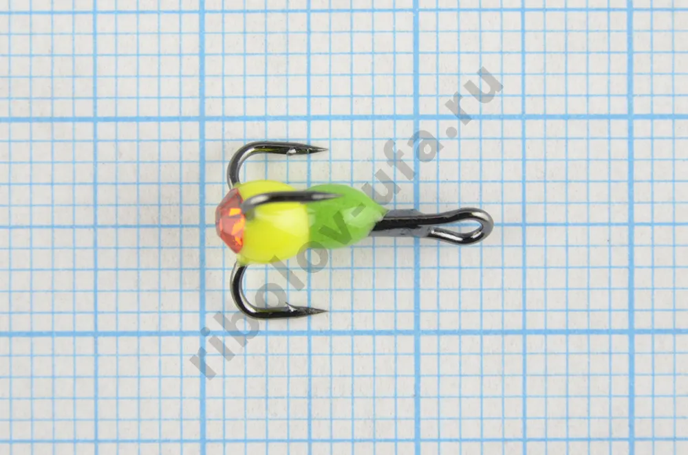 Тройник Dag Master Капля Светофор со стразой красный с кр.Mustad №14