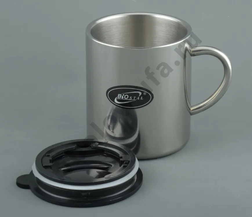 Кружка Biostal с металл. ручкой, с крышкой 0,45л. (NM-450C)