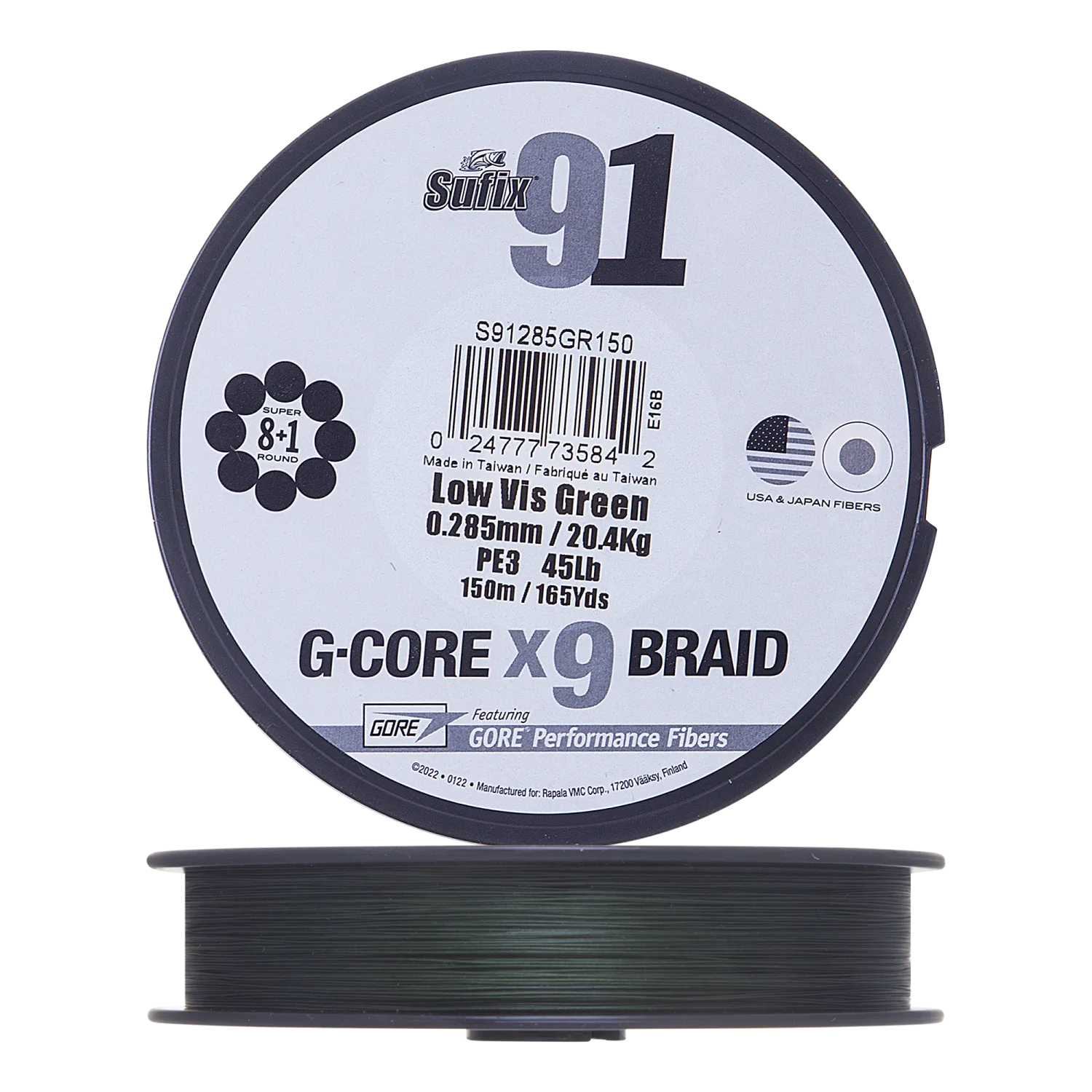 Шнур плетёный Sufix 91 braid зеленая 150 м 0.104мм