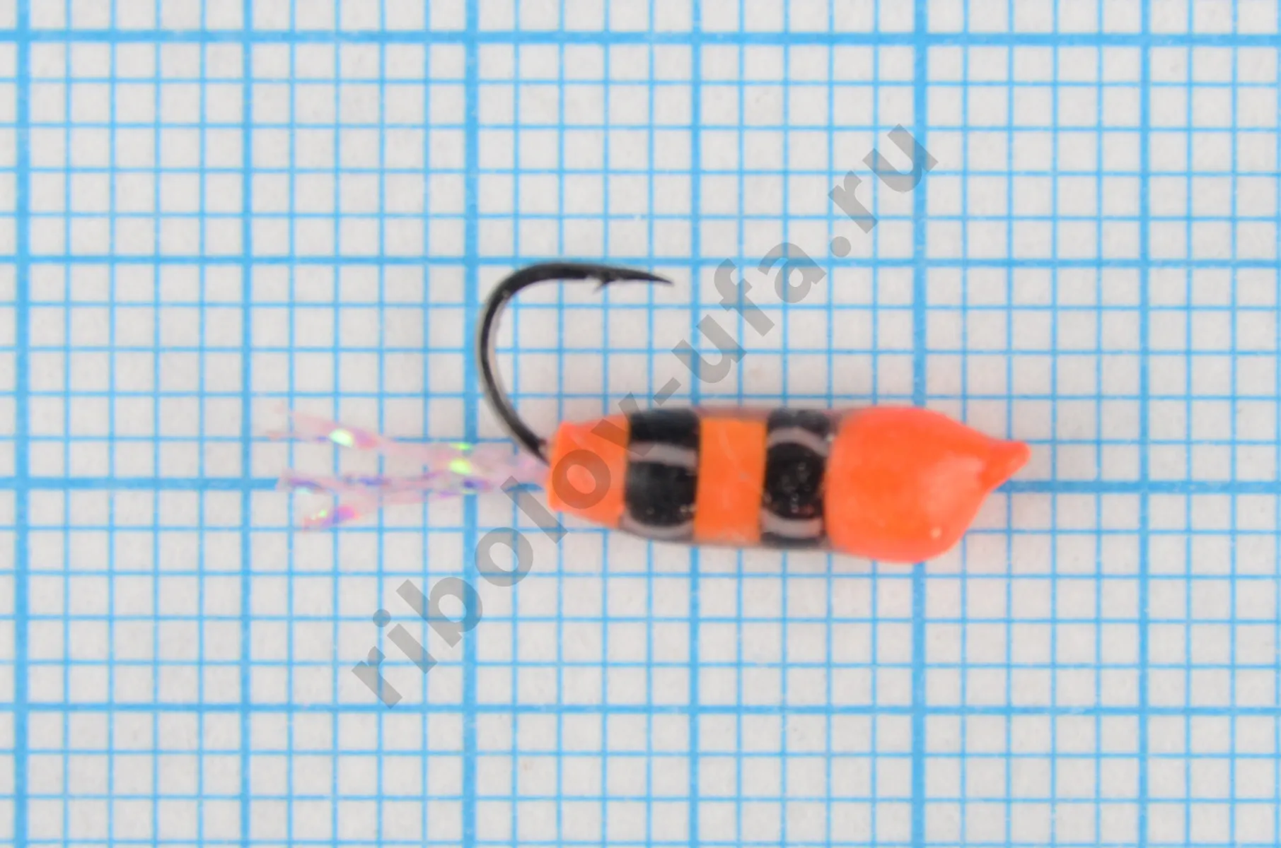 Мормышка Владимирский вольфрам Поденка 3мм 0,35гр Fluorescent Red/Black
