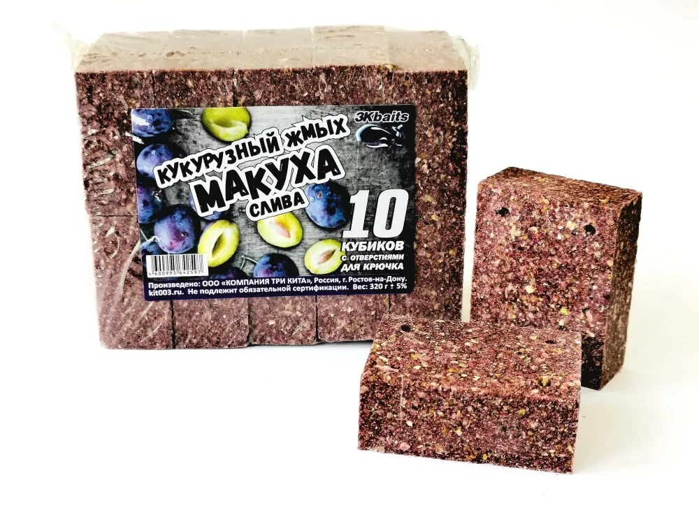 Макуха Три Кита (кукуруза, жмых) с отверстием 350гр. Слива