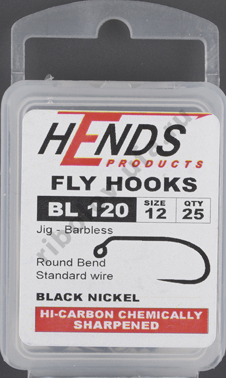 Крючки Hends 120 BL Jig Barbless Black Nickel #12 (25шт/уп)