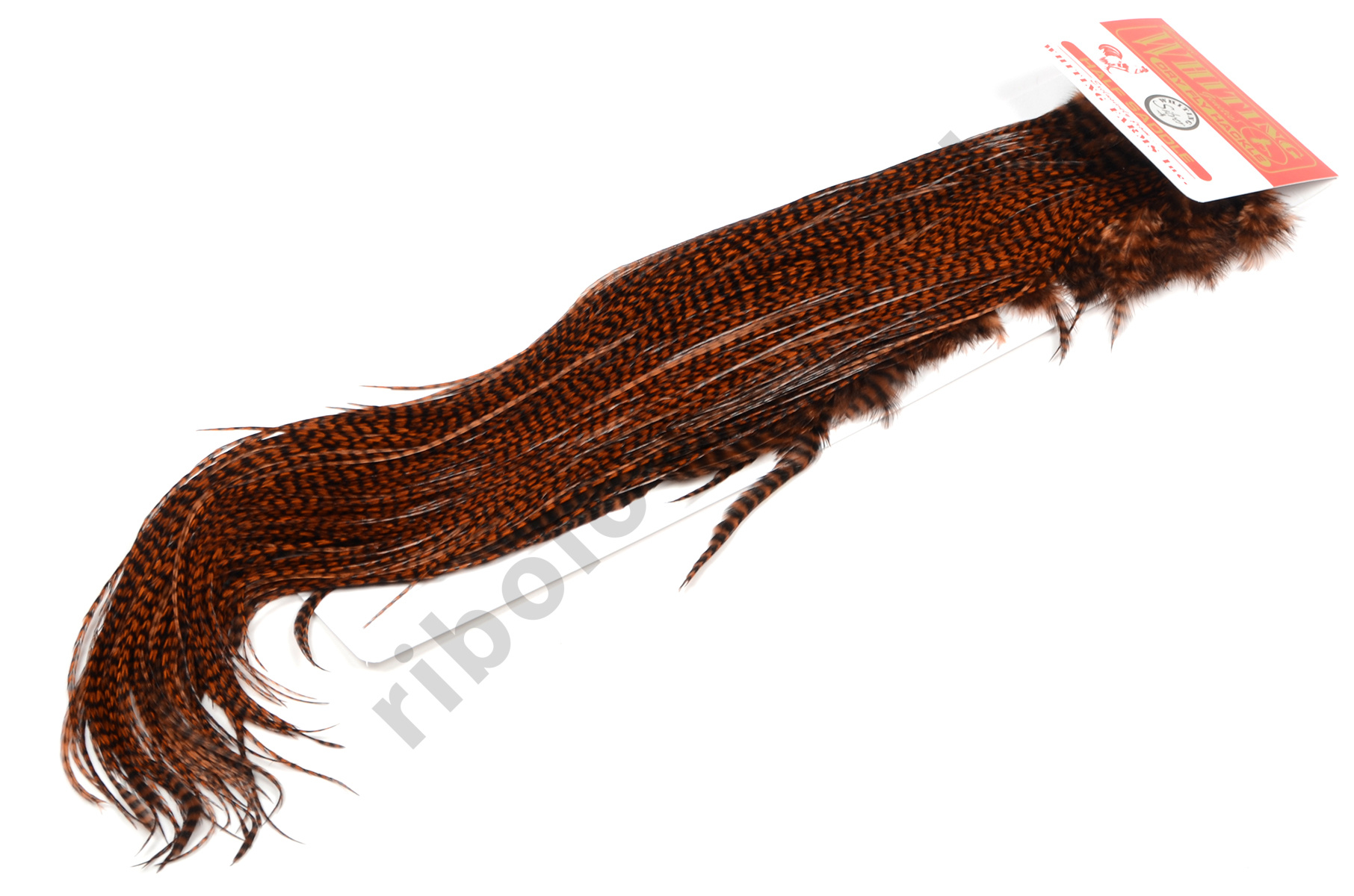 Половинка петушиного седло Whiting Silver Midge 1/2 Saddle Grizzly dyed Brown