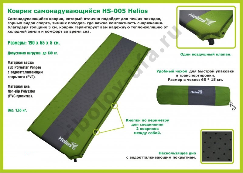 Коврик самонадувающийся Helios 190*65*5 (HS-005)