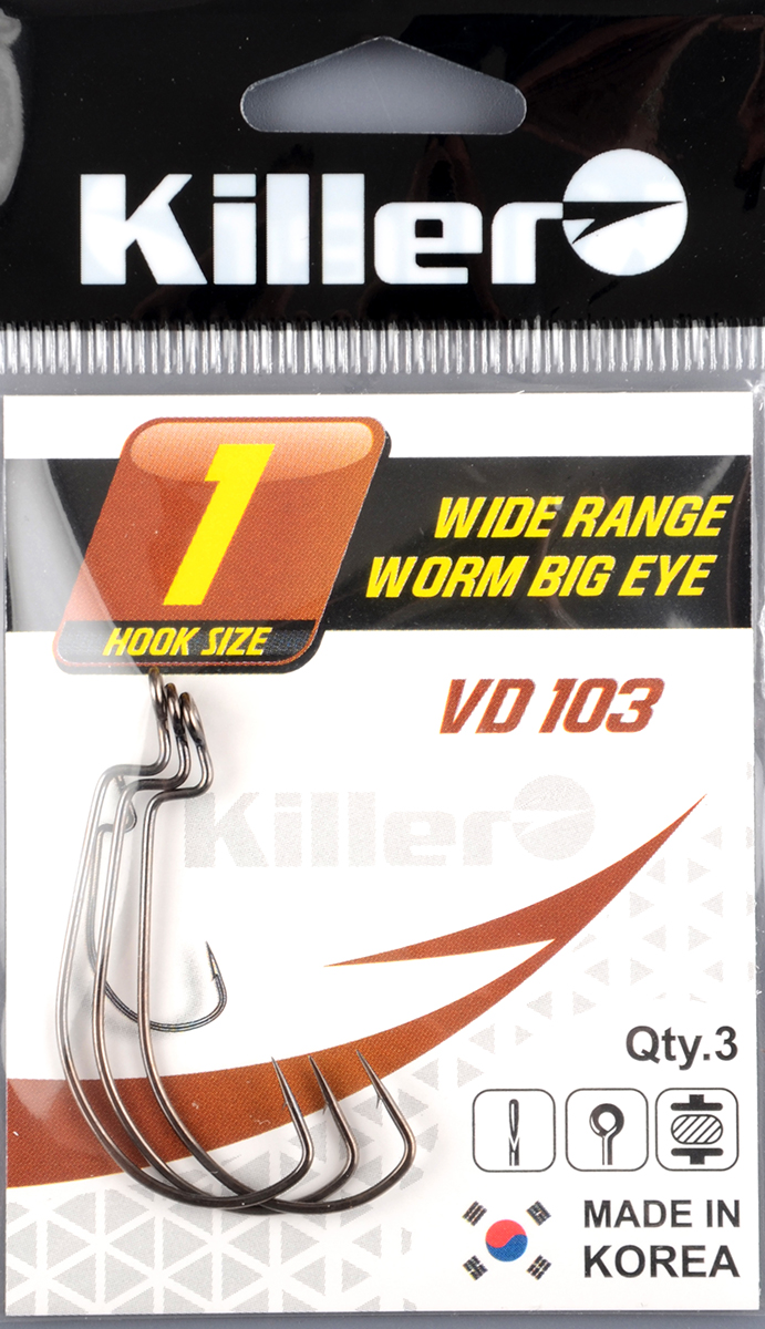 Офсетный крючок Killer Wide range worm big eye VD-103 № 1