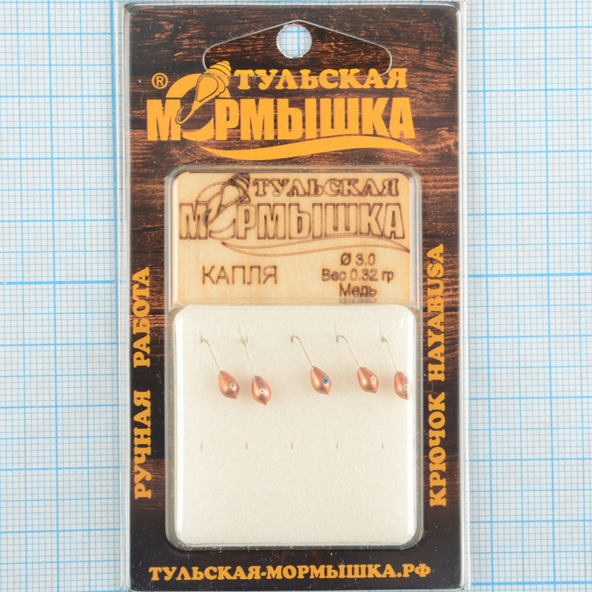 Мормышка вольфрам.Тульская Капля с кембриком 3,0мм медь
